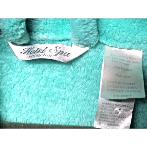 Hotel Spa Collection Bathrobe AQUA color One Size VERY SOFT fluffy belted - Picture 5 of 12